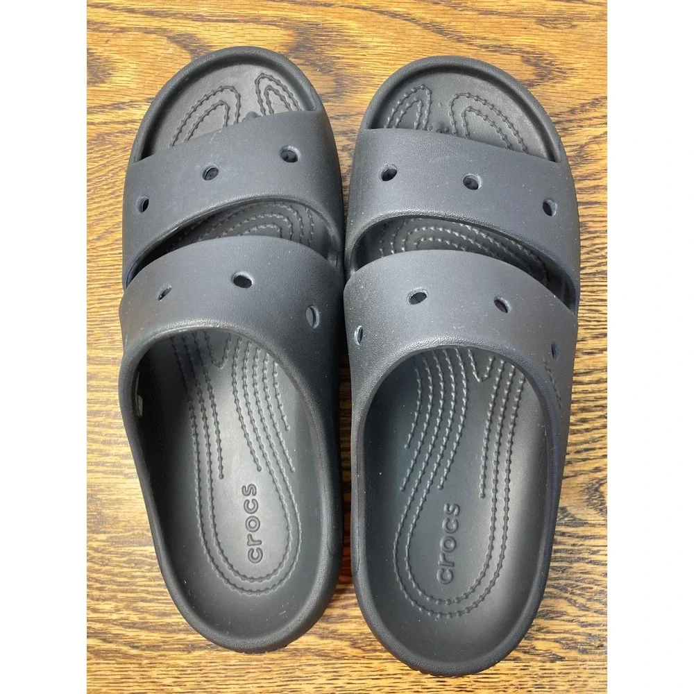 Crocs Classic Sandal Black Two Strap Slide Mens 6 Womens 8 Comfort Shoes